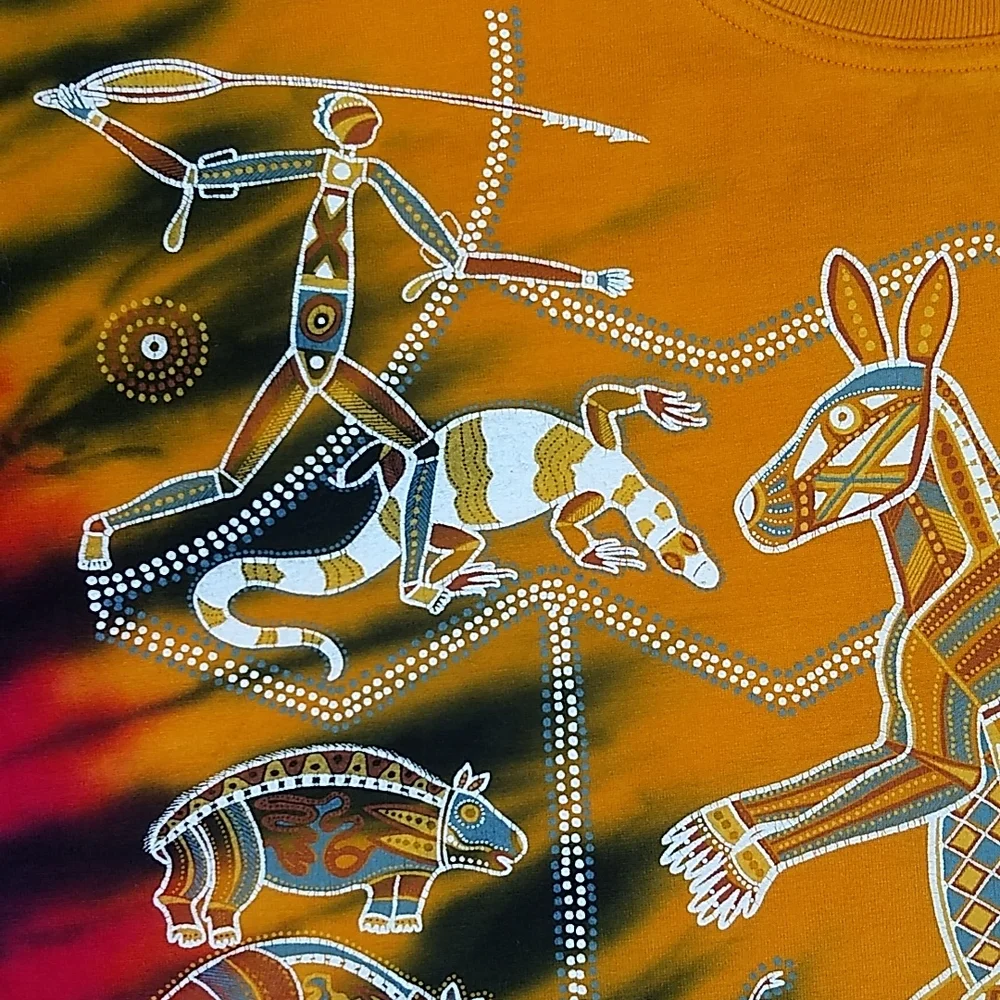 Churinga Australia Aboriginal Art Tie dye Size XL Vintage 90s - Picture 3 of 16